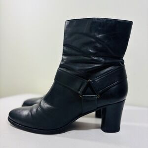 Cole Haan Air Calixta Boot Women's 11AA Black Leather Side Zip Ankle Boot D32427